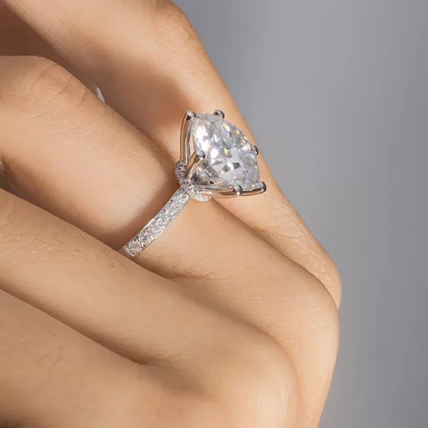 8.0 ct VVS1 Moissanite Engagement Ring Solid Real 14k White Gold - Image 6