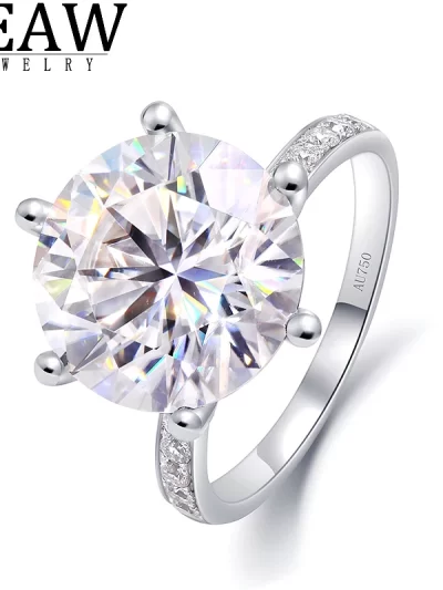 8.0 ct VVS1 Moissanite Engagement Ring Solid Real 14k White Gold