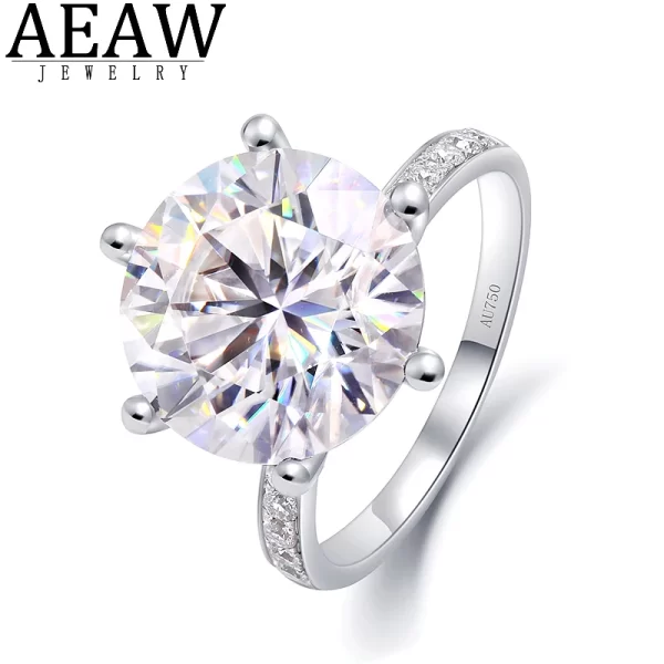 8.0 ct VVS1 Moissanite Engagement Ring Solid Real 14k White Gold