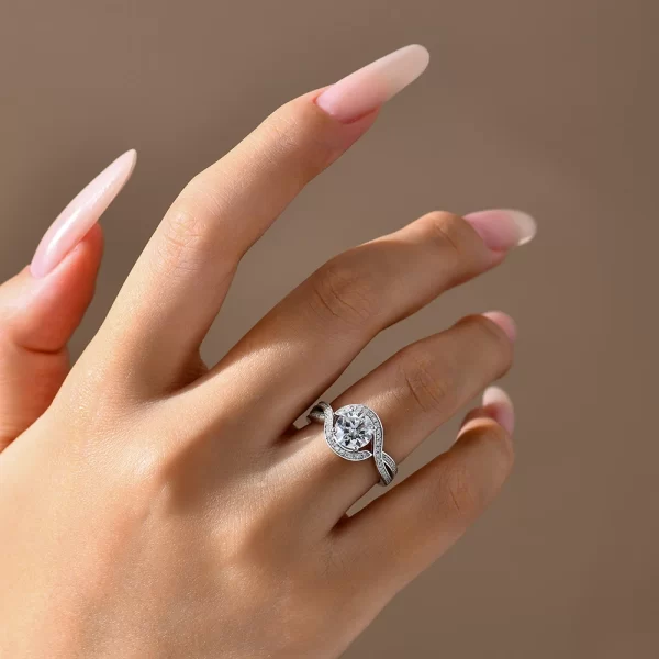 ATTA GEMS Luxury 1.5 CT Moissanite Ring Round Cut D VVS1 Sterling Silver Engagement Ring - Image 4