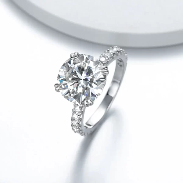 5 ct Round Cut VVS1 Moissanite Engagement Ring - Image 3