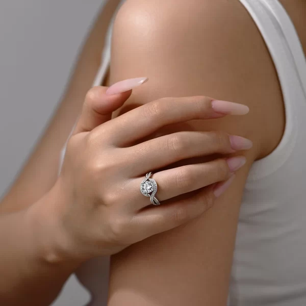 ATTA GEMS Luxury 1.5 CT Moissanite Ring Round Cut D VVS1 Sterling Silver Engagement Ring - Image 5