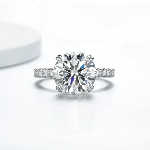 5 ct Round Cut VVS1 Moissanite Engagement Ring - Image 4