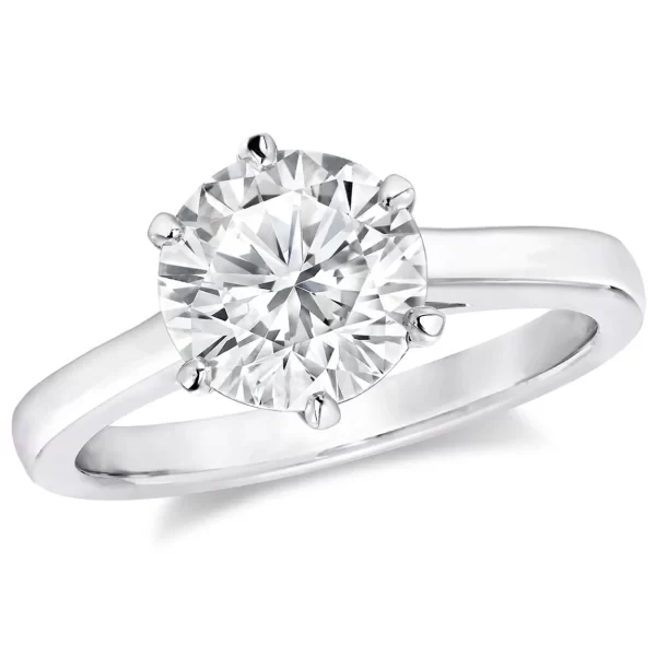DEZO Classic Six Prongs Round Cut 2ct Solitaire Moissanite Engagement Ring - Image 2