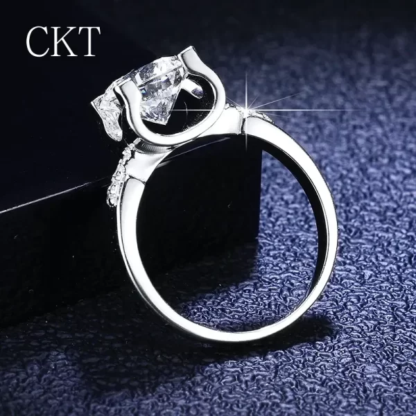 Platinum 2ct Moissanite Round Cut Diamond Ring - Image 4