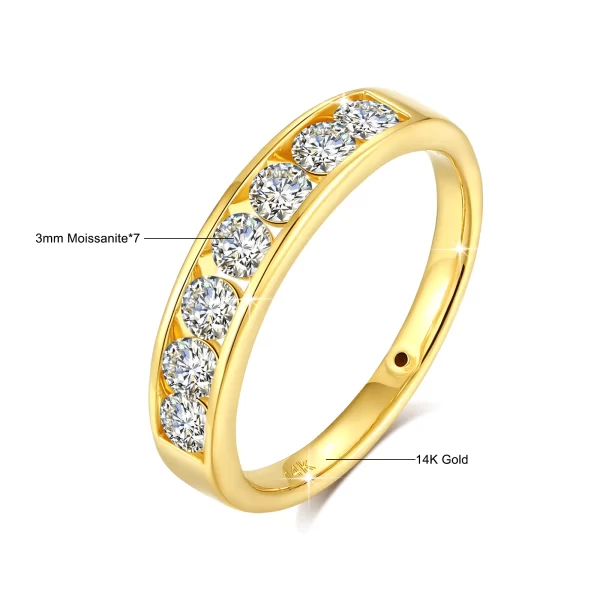 14k Gold 7 Stone Moissanite Diamond Wedding Band - Image 6