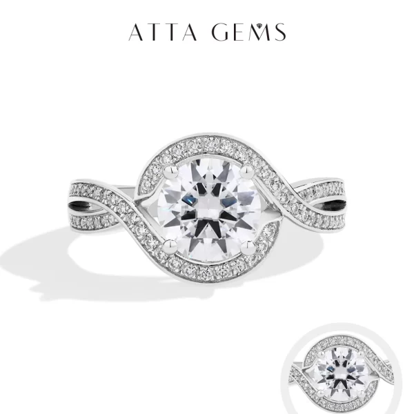 ATTA GEMS Luxury 1.5 CT Moissanite Ring Round Cut D VVS1 Sterling Silver Engagement Ring - Image 6