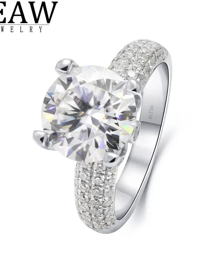3.0ct F Color Round Excellent Cut CVD Lab Grown Diamond Engagement Ring 14K White Gold
