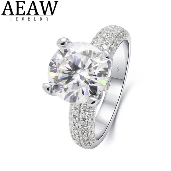 3.0ct F Color Round Excellent Cut CVD Lab Grown Diamond Engagement Ring 14K White Gold
