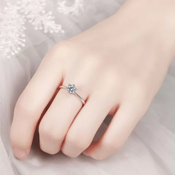 1.0CT VVS2 Lab Grown Round Cut Diamond 14k White Gold Engagement Ring - Image 5