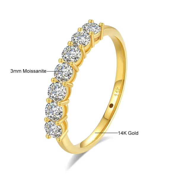 14k Gold 7 Stone Moissanite Diamond Wedding Band - Image 7