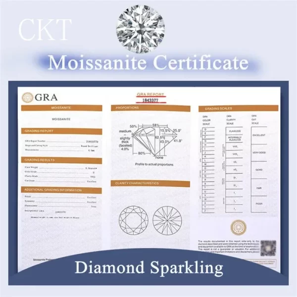Platinum 2ct Moissanite Round Cut Diamond Ring - Image 7