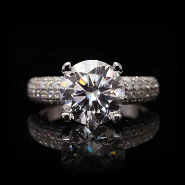 3.0ct F Color Round Excellent Cut CVD Lab Grown Diamond Engagement Ring 14K White Gold - Image 6