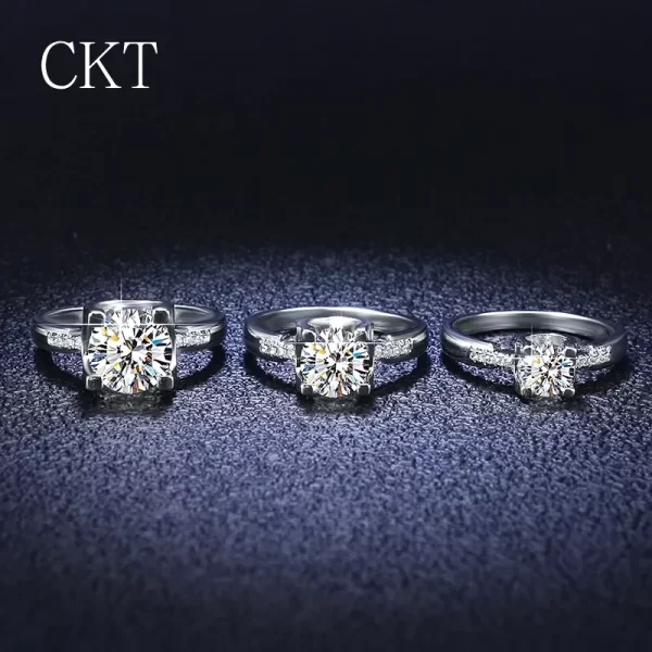 Platinum 2ct Moissanite Round Cut Diamond Ring - Image 3