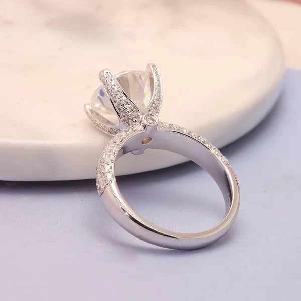 3.0ct F Color Round Excellent Cut CVD Lab Grown Diamond Engagement Ring 14K White Gold - Image 5