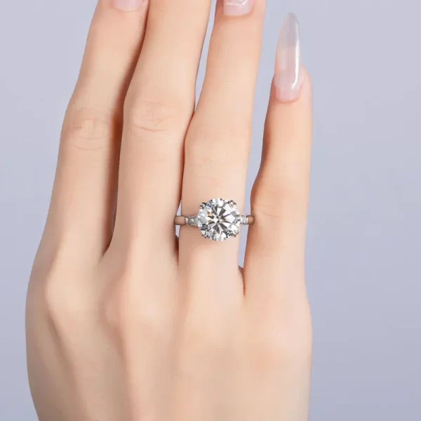 DEZO Luxury 5 Carat Round Cut Moissanite Engagement Ring - Image 6
