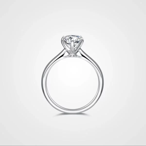 1.0CT VVS2 Lab Grown Round Cut Diamond 14k White Gold Engagement Ring - Image 4