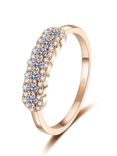 Women Wedding Band 18K Rose Gold Moissanite Diamond 0.37CT