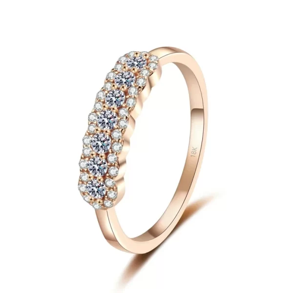 Women Wedding Band 18K Rose Gold Moissanite Diamond 0.37CT