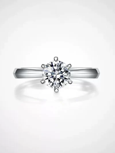 1.0CT VVS2 Lab Grown Round Cut Diamond 14k White Gold Engagement Ring