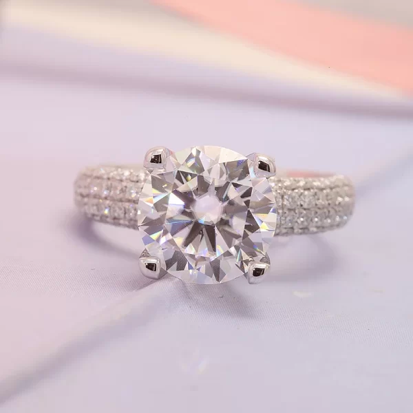 3.0ct F Color Round Excellent Cut CVD Lab Grown Diamond Engagement Ring 14K White Gold - Image 2