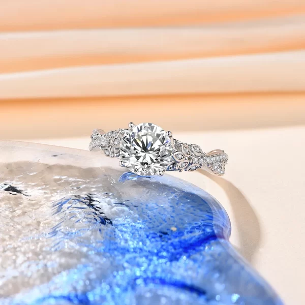 ATTA GEMS Moissanite Round Cut VVS1 Diamond Engagement 14K Real Gold - Image 3