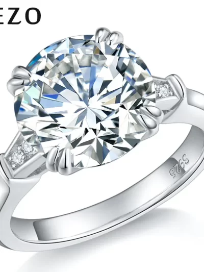 DEZO Luxury 5 Carat Round Cut Moissanite Engagement Ring