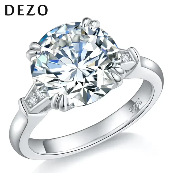 DEZO Luxury 5 Carat Round Cut Moissanite Engagement Ring