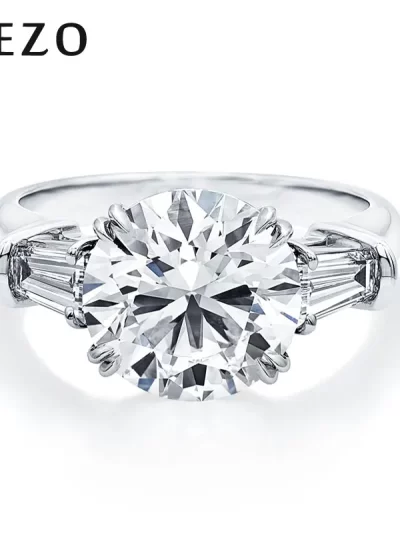 DEZO 3 Stone 5 ct Moissanite Engagement Ring