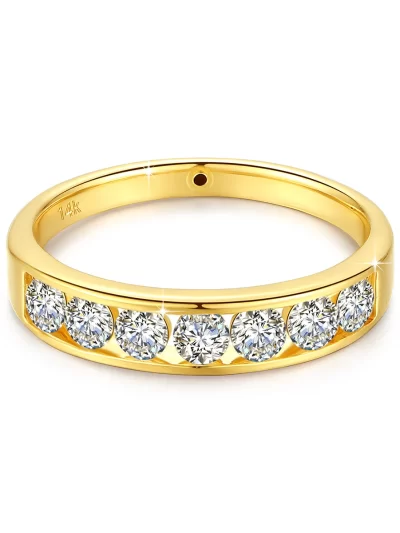 14k Gold 7 Stone Moissanite Diamond Wedding Band