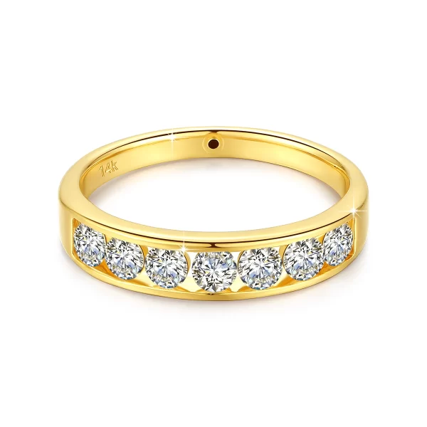 14k Gold 7 Stone Moissanite Diamond Wedding Band