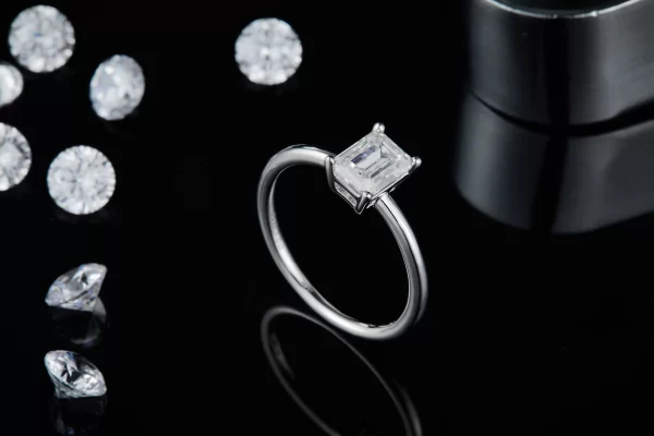 2 ct Emerald Cut Lab Grown Diamond Solitaire Engagement Ring - Image 5