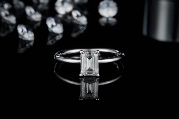2 ct Emerald Cut Lab Grown Diamond Solitaire Engagement Ring - Image 4