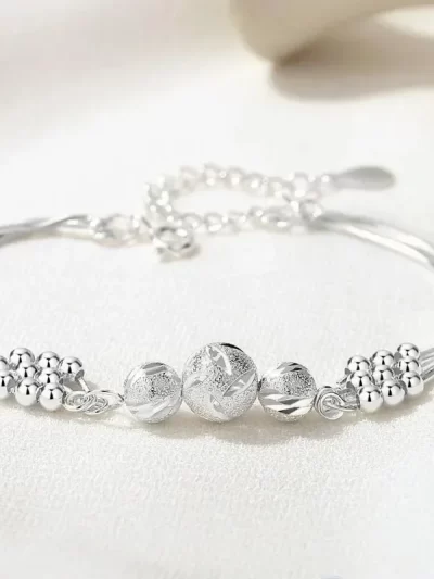 Fine 925 Sterling Silver Lucky Beads Bracelet